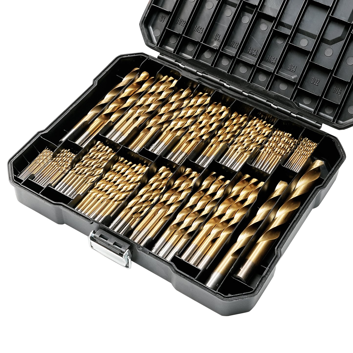 230-piece set, 135° double back angle, clean edge titanium drill