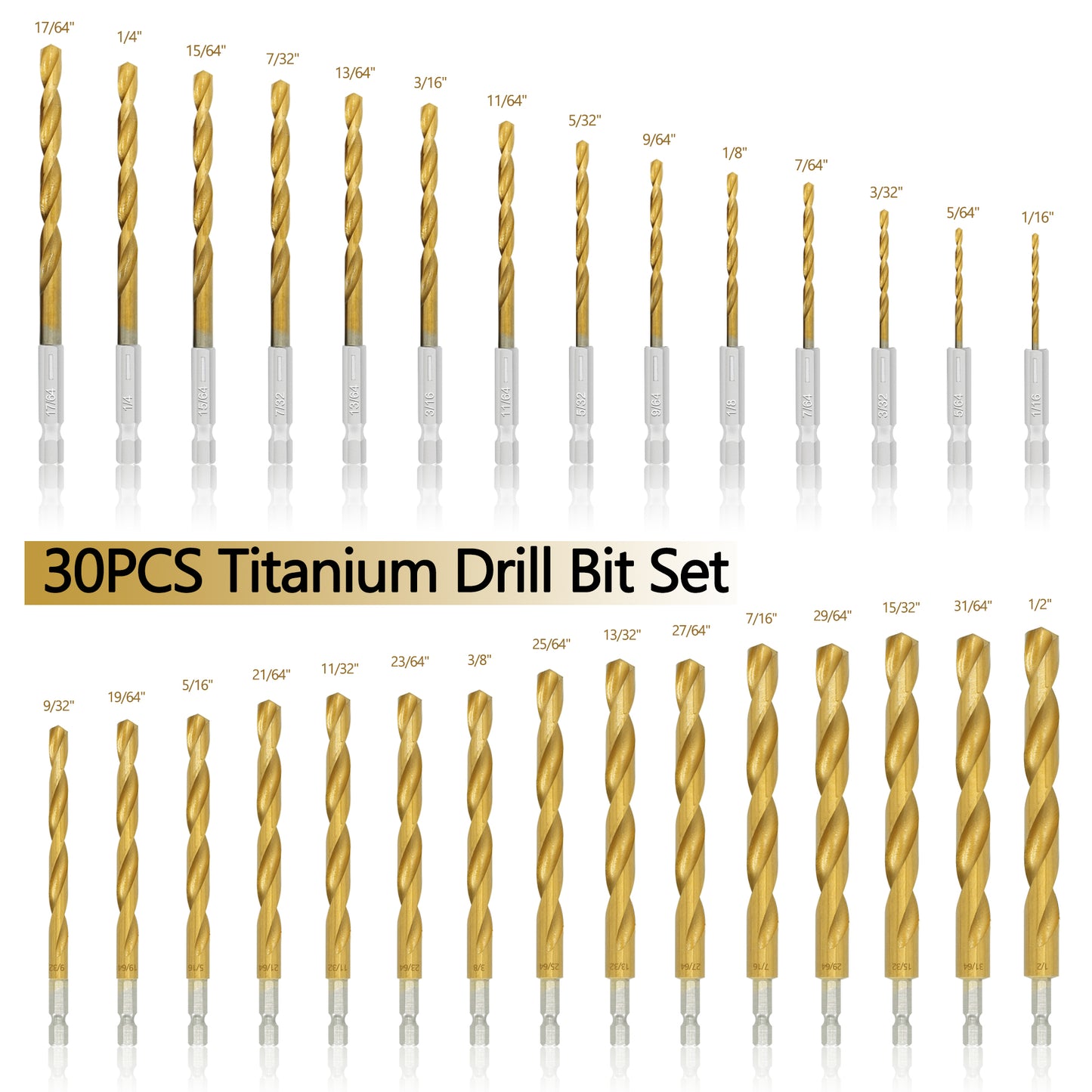 Hexagonal handle 30pcs 4241 clean edge titanium drill 135 degree double back angle