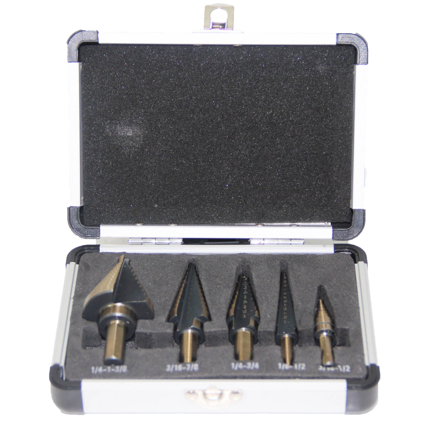 5-piece set of British titanium plated straight groove step drill bits