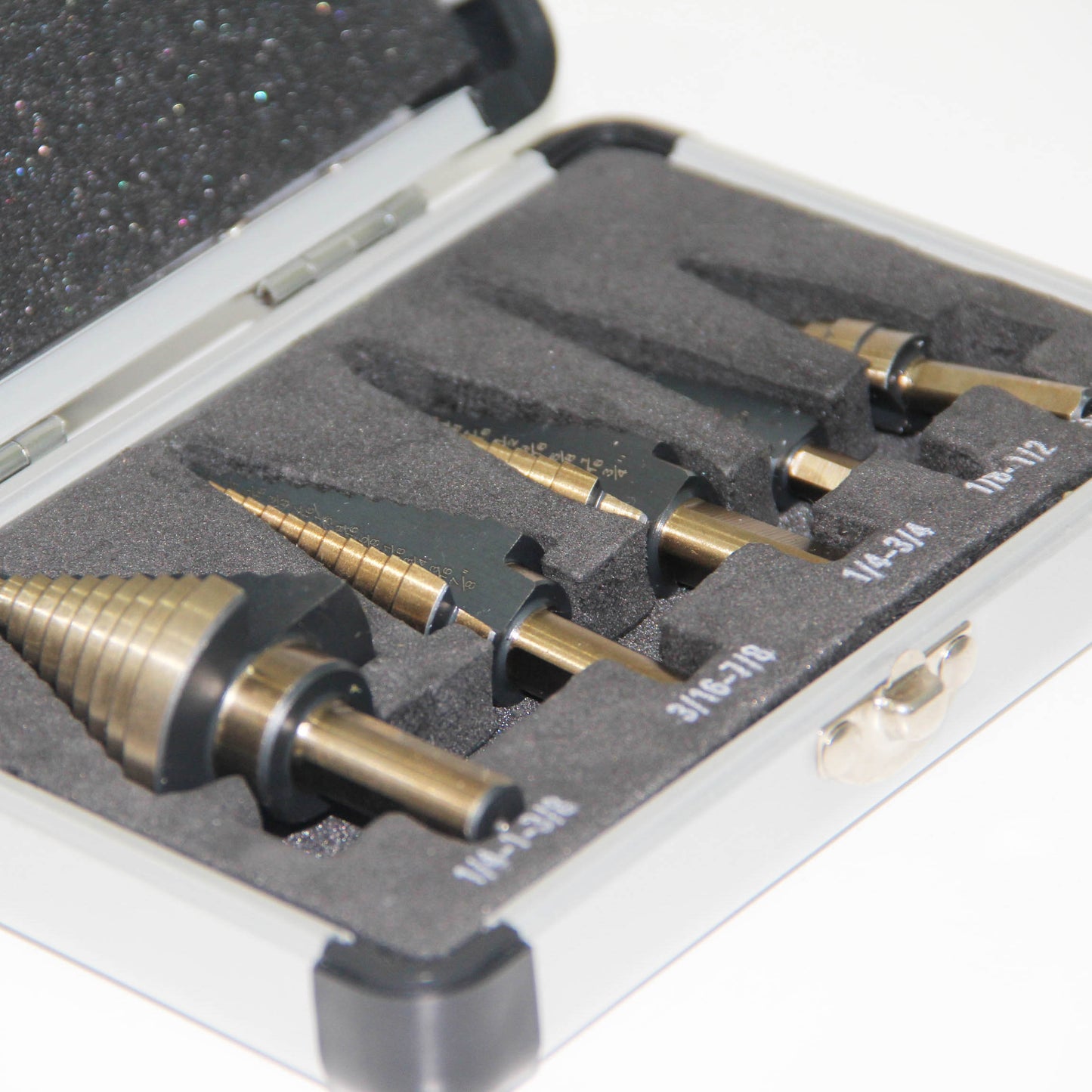 5-piece set of British titanium plated straight groove step drill bits