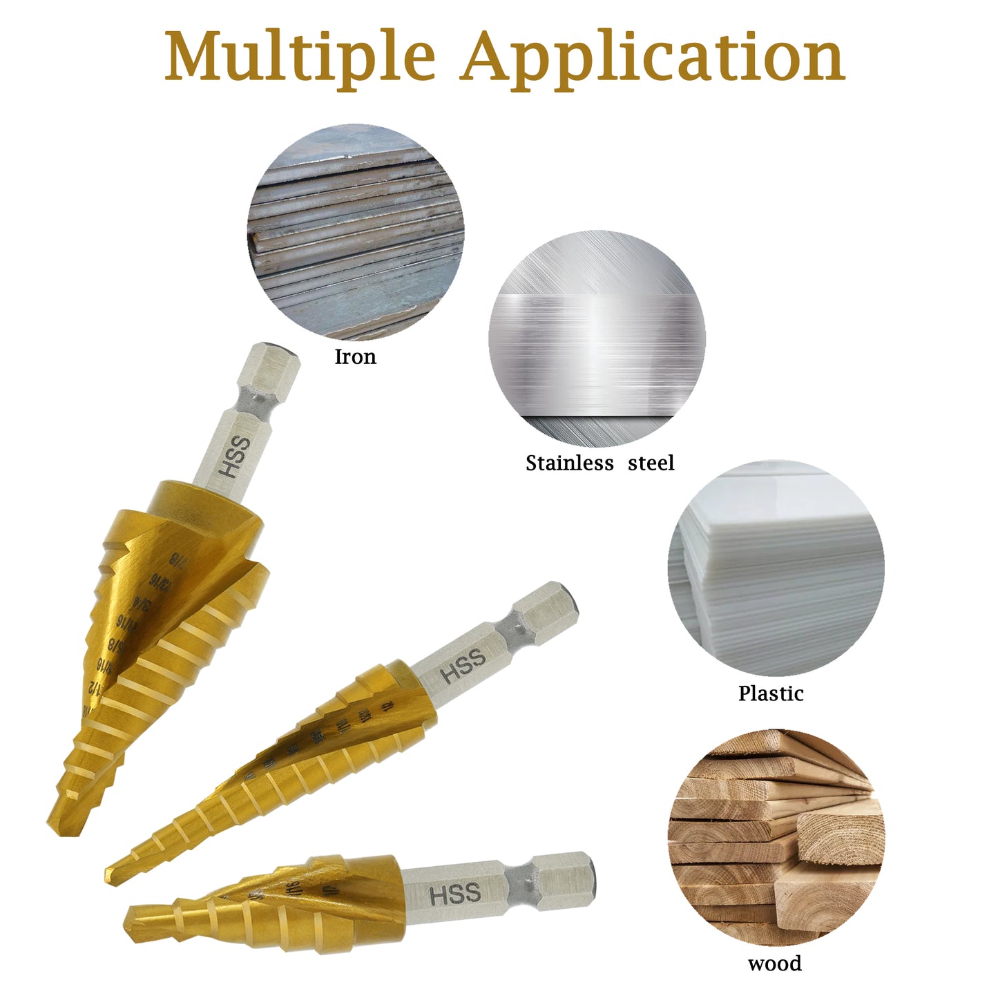 Titanium plated hexagonal handle, 1/8-1/2; 3/16-1/2, 3/16-7/8