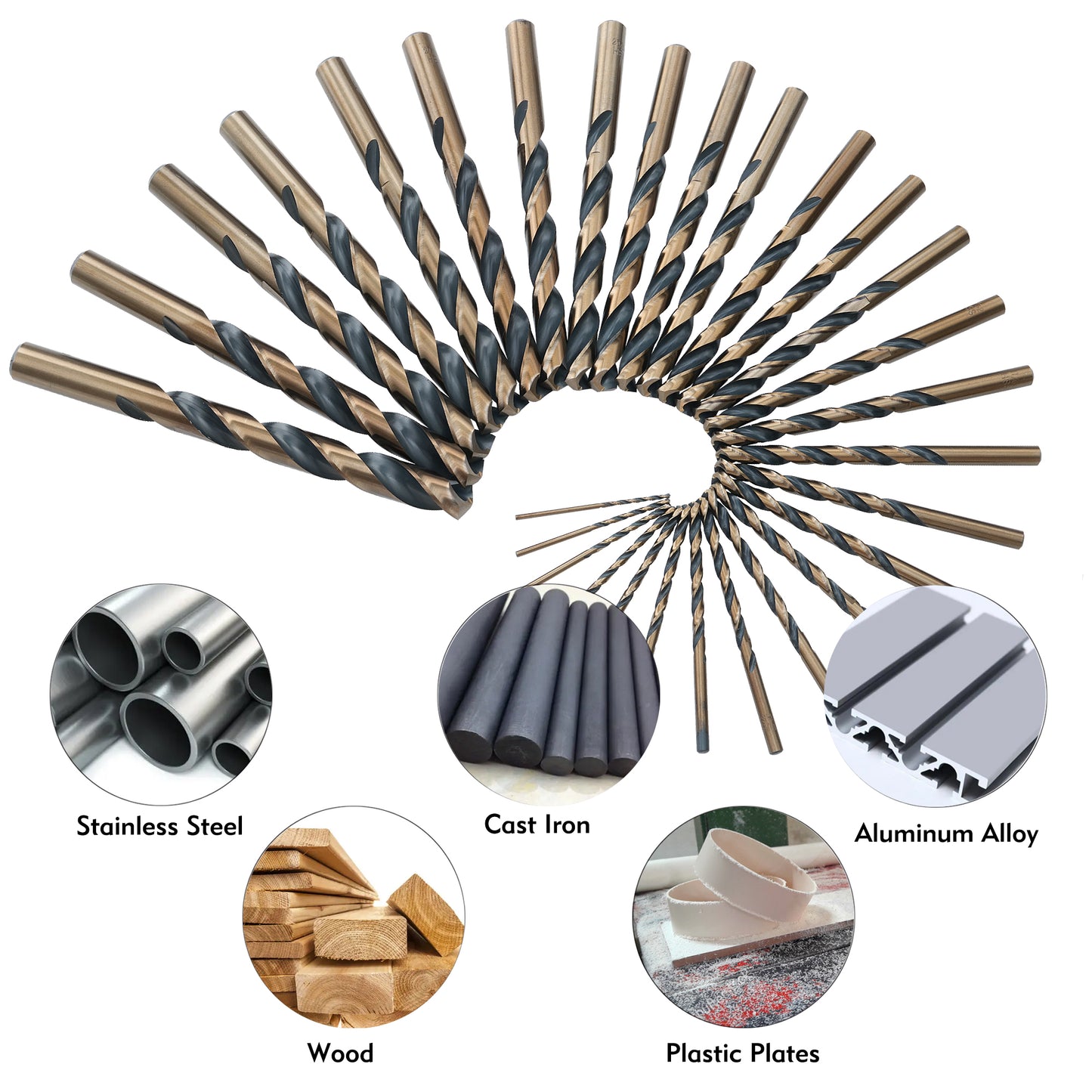 29 PCS American standard fully ground titanium drill, M2 material