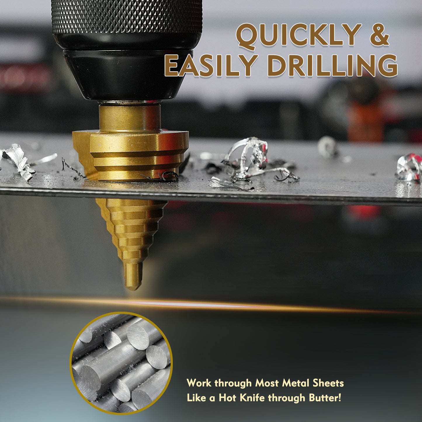 5PCE Step Drill Bit Set for Drilling Sheet Metal Pipes