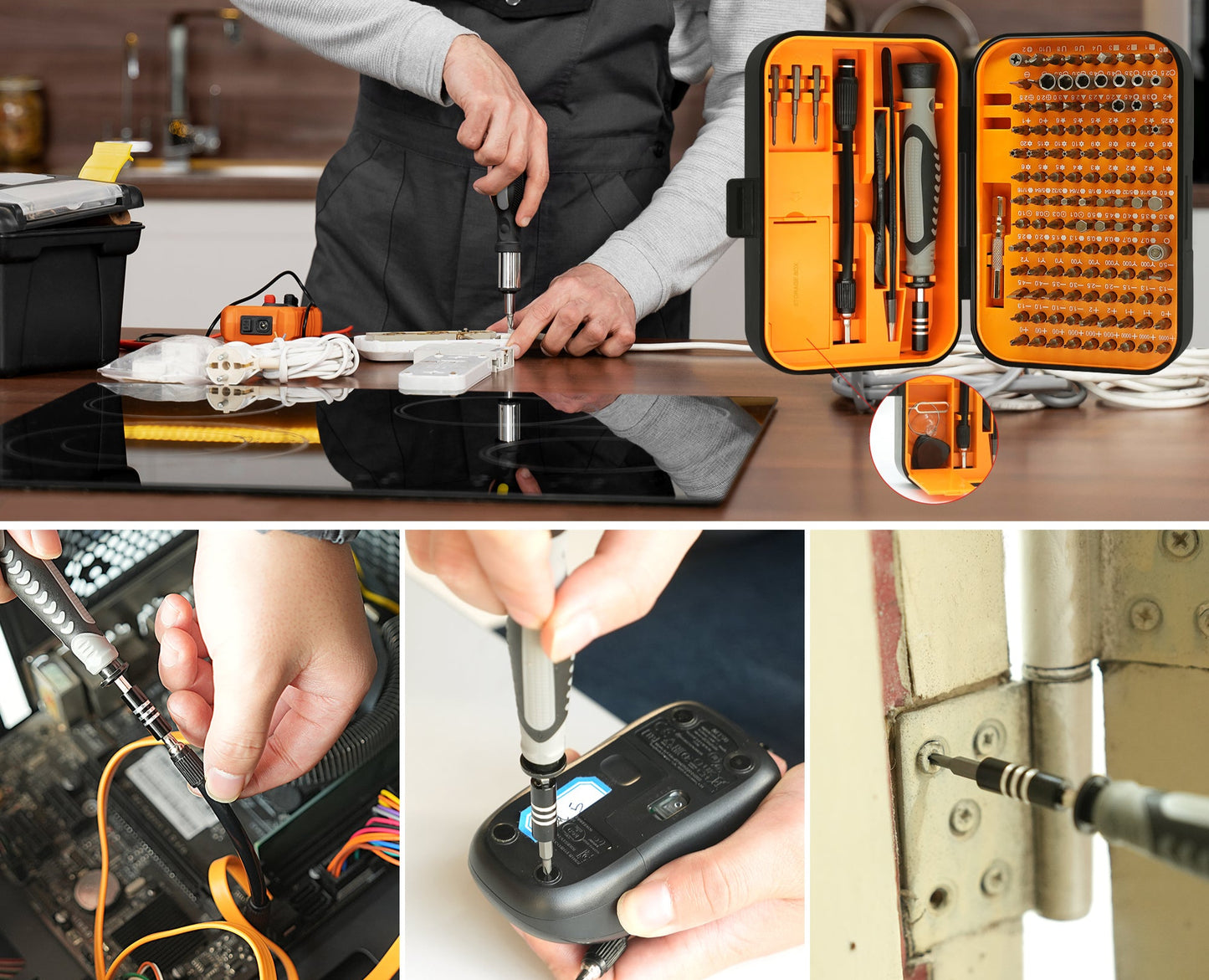 130 in 1 Electronic Magnetic Screwdriver Set with 120 Bits Repair Tool Kit for Computer