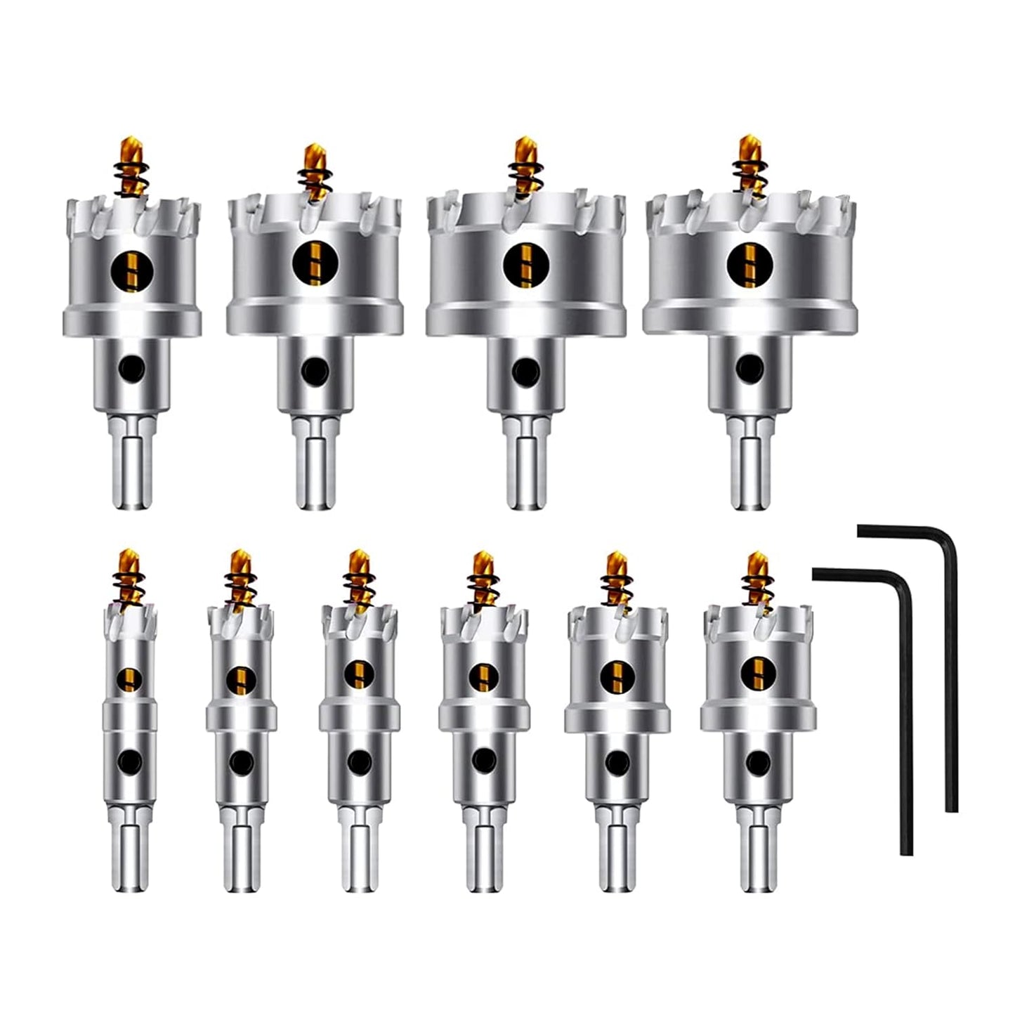 12Pcs TCT Hole Saw Kit for Hard Metal, 5/8" to 2-1/8”Inch Tungsten Carbide Tipped Metal Hole Saw Set, Hole Cutter Heavy Duty with Pilot Drill bit for Stainless Steel, Iron, Aluminum