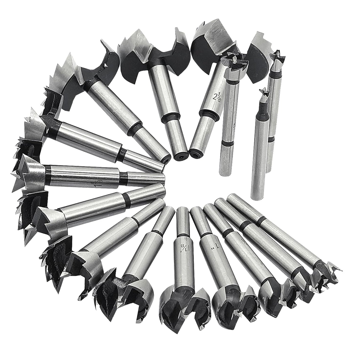 16PCS Forstner Drill Bits for Wood, Carbide Forstner Bit for Woodworking, Auger Opener Round Shank Drilling Cutting Tool for Hardwood, Softwood, Plastic, Plywood