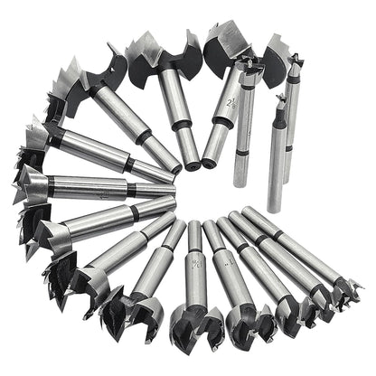 16PCS Forstner Drill Bits for Wood, Carbide Forstner Bit for Woodworking, Auger Opener Round Shank Drilling Cutting Tool for Hardwood, Softwood, Plastic, Plywood