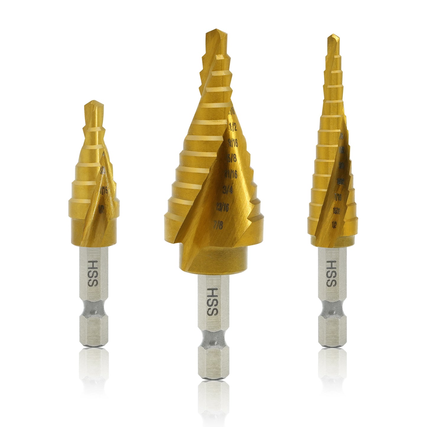 Titanium plated hexagonal handle, 1/8-1/2; 3/16-1/2, 3/16-7/8