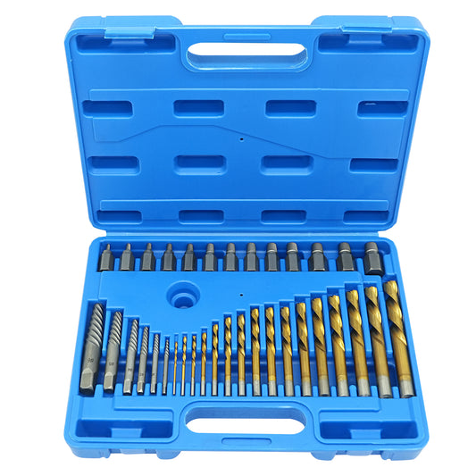 35-Piece Helical Screw Puller Bolt Puller Kit, Easy Removal Kit with Left Hand Drill Bit Multi-spline Puller for Stripping Damaged