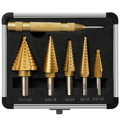 5PCE Step Drill Bit Set for Drilling Sheet Metal Pipes