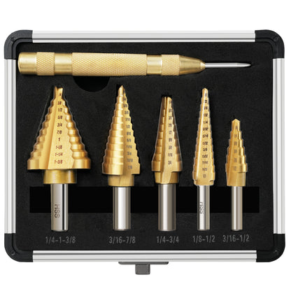 5PCE Step Drill Bit Set for Drilling Sheet Metal Pipes