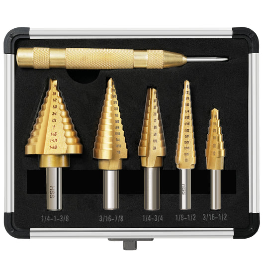 5PCE Step Drill Bit Set for Drilling Sheet Metal Pipes