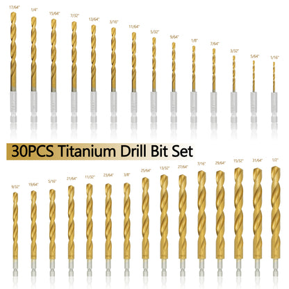 Hexagonal handle 30pcs 4241 clean edge titanium drill 135 degree double back angle