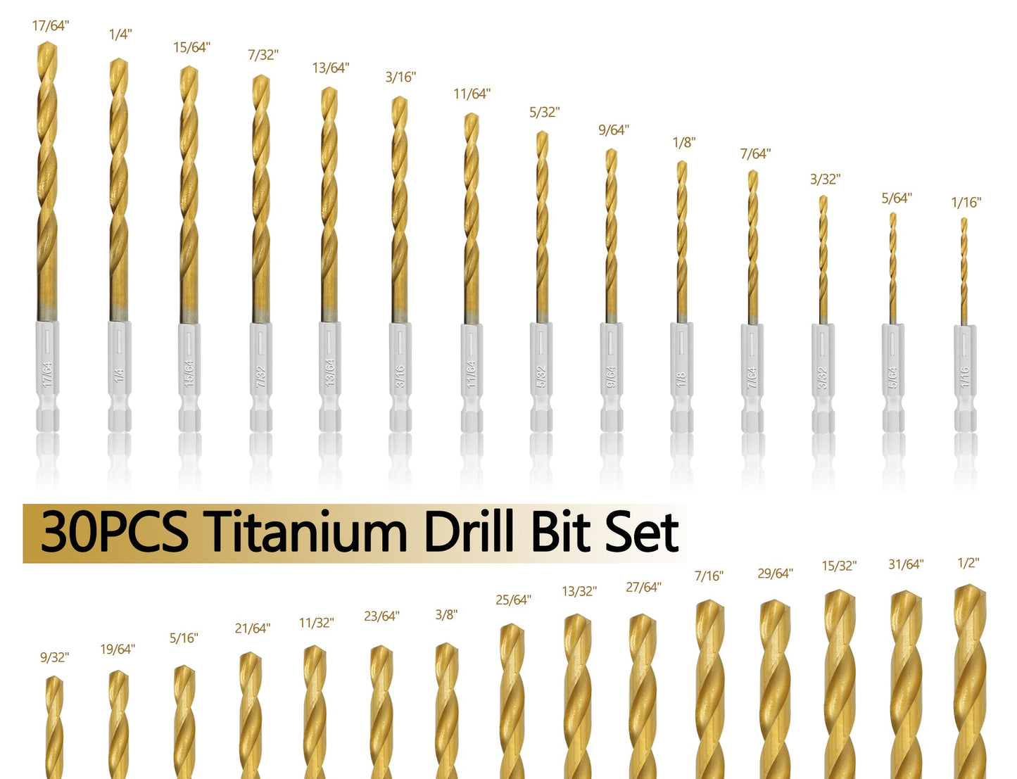 13pc Hexagonal Shank 4241 Clear Edge Titanium Drill 135 Degree Double Back Angle
