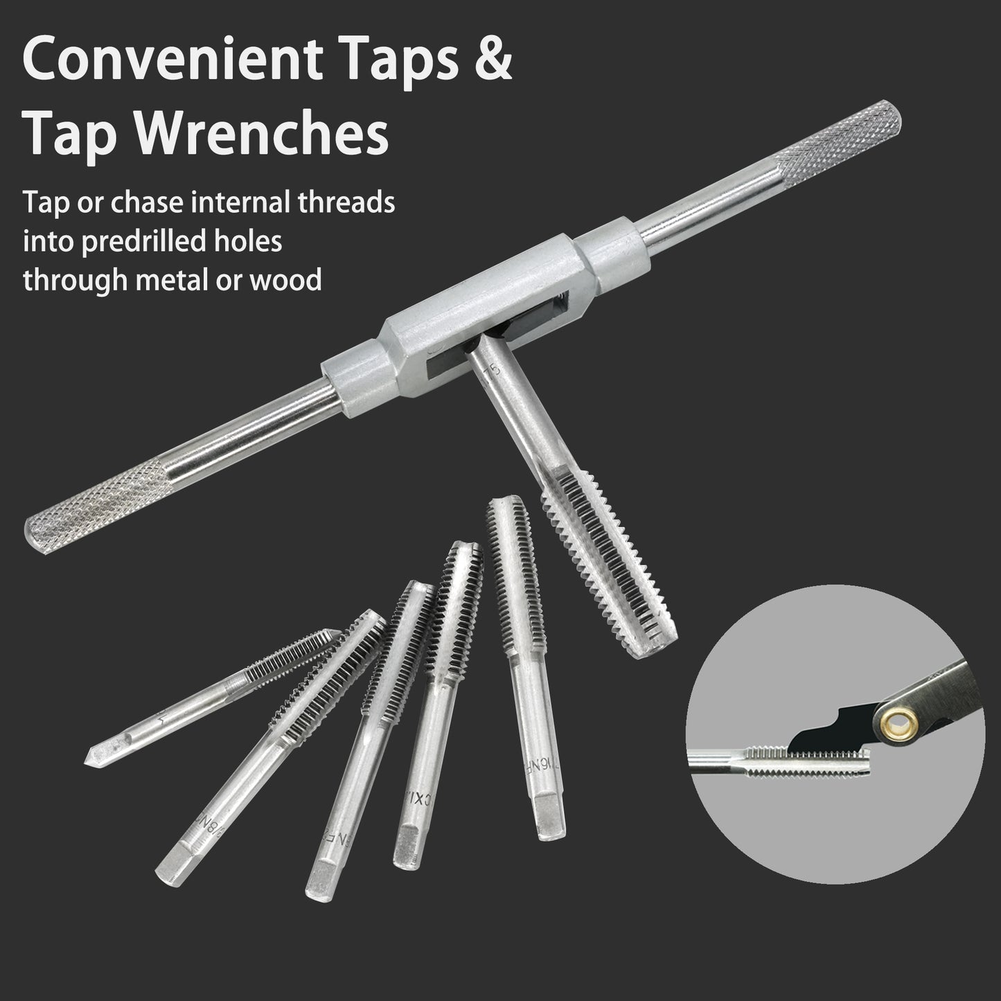 110-piece tap and die set, metric sizes M2-M18 standard threading tools with adjustable handles and more