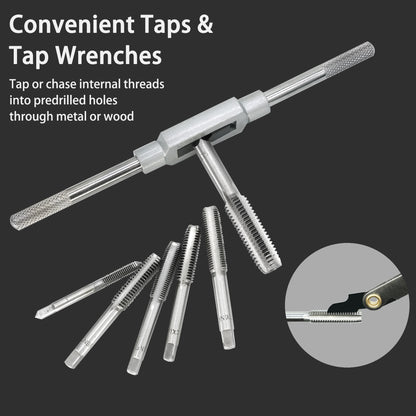 110-piece tap and die set, metric sizes M2-M18 standard threading tools with adjustable handles and more
