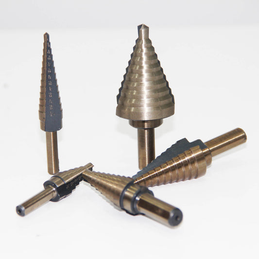 5-piece set of British titanium plated straight groove step drill bits