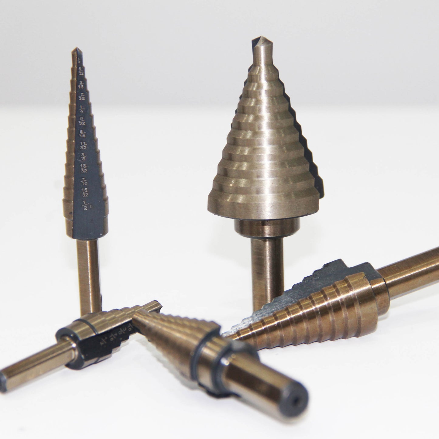 5-piece set of British titanium plated straight groove step drill bits