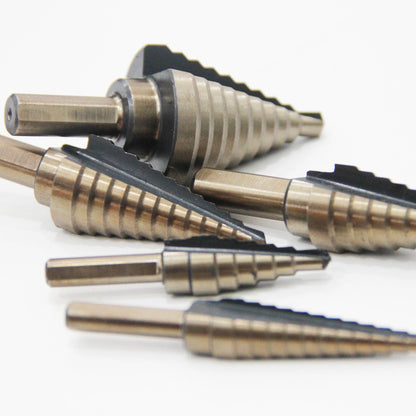 5-piece set of British titanium plated straight groove step drill bits