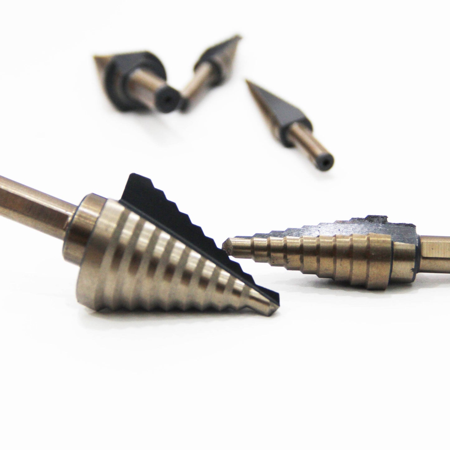 5-piece set of British titanium plated straight groove step drill bits
