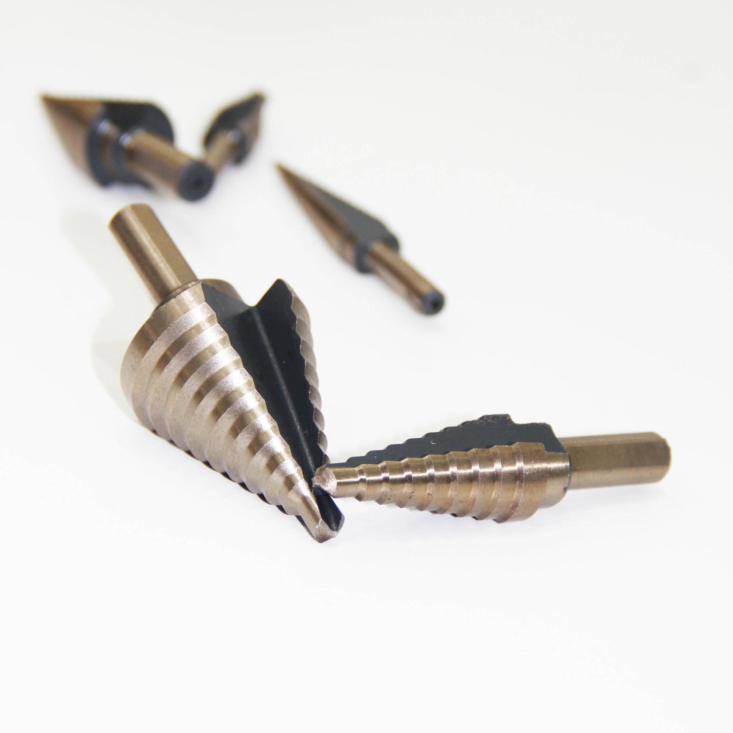 5-piece set of British titanium plated straight groove step drill bits
