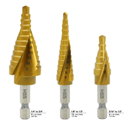 Titanium plated hexagonal handle, 1/8-1/2; 3/16-1/2, 3/16-7/8