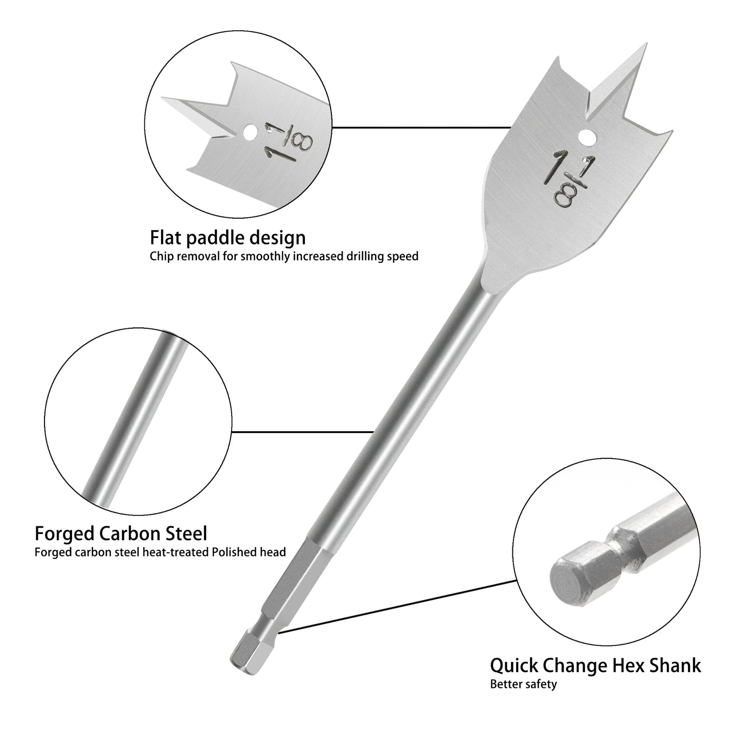 High-speed steel flat iron head, hole opening tool, multiple types available for selection