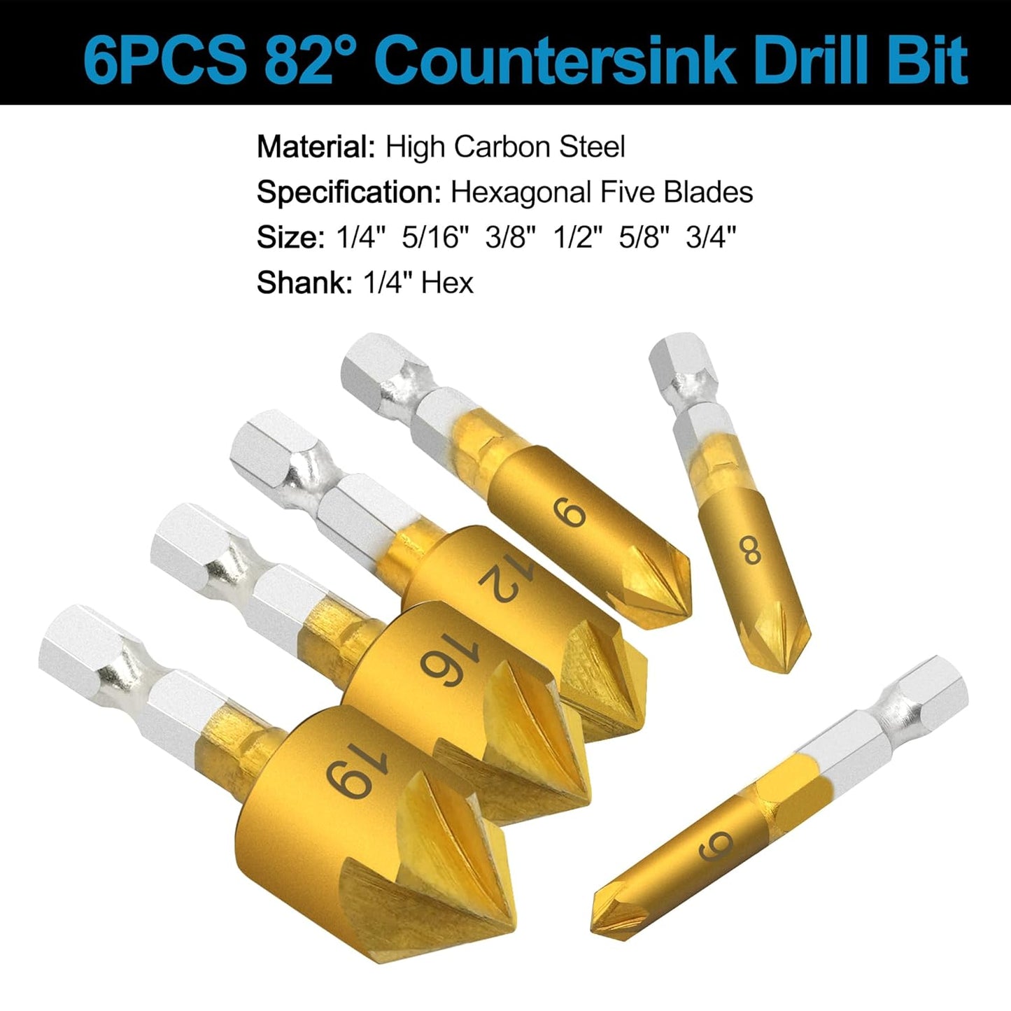 28-piece woodworking chamfering and drilling tool set - countersink drill bit, step drill bit set, etc.