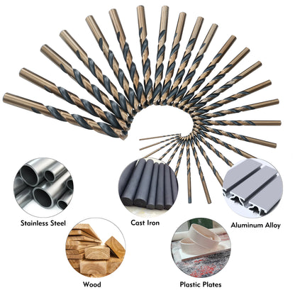 29 PCS American standard fully ground titanium drill, M2 material