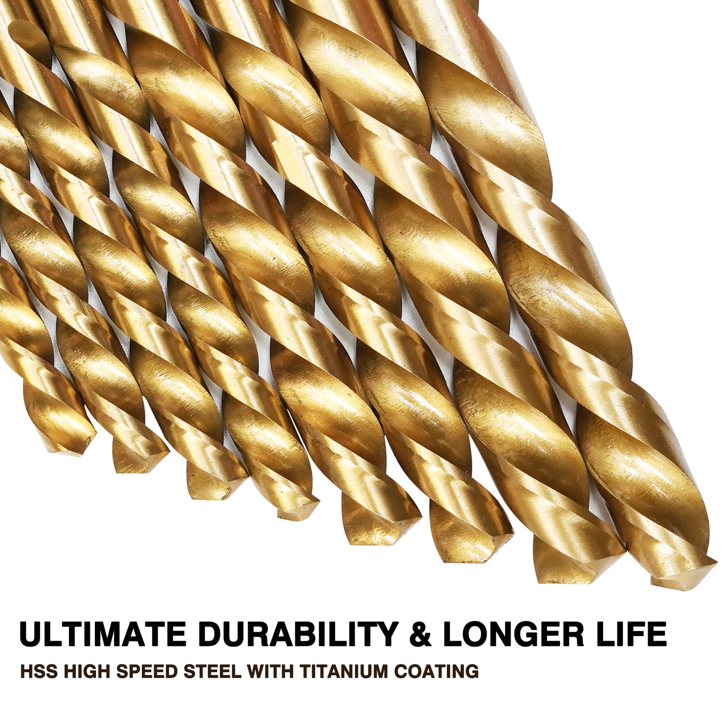 230-piece set, 135° double back angle, clean edge titanium drill