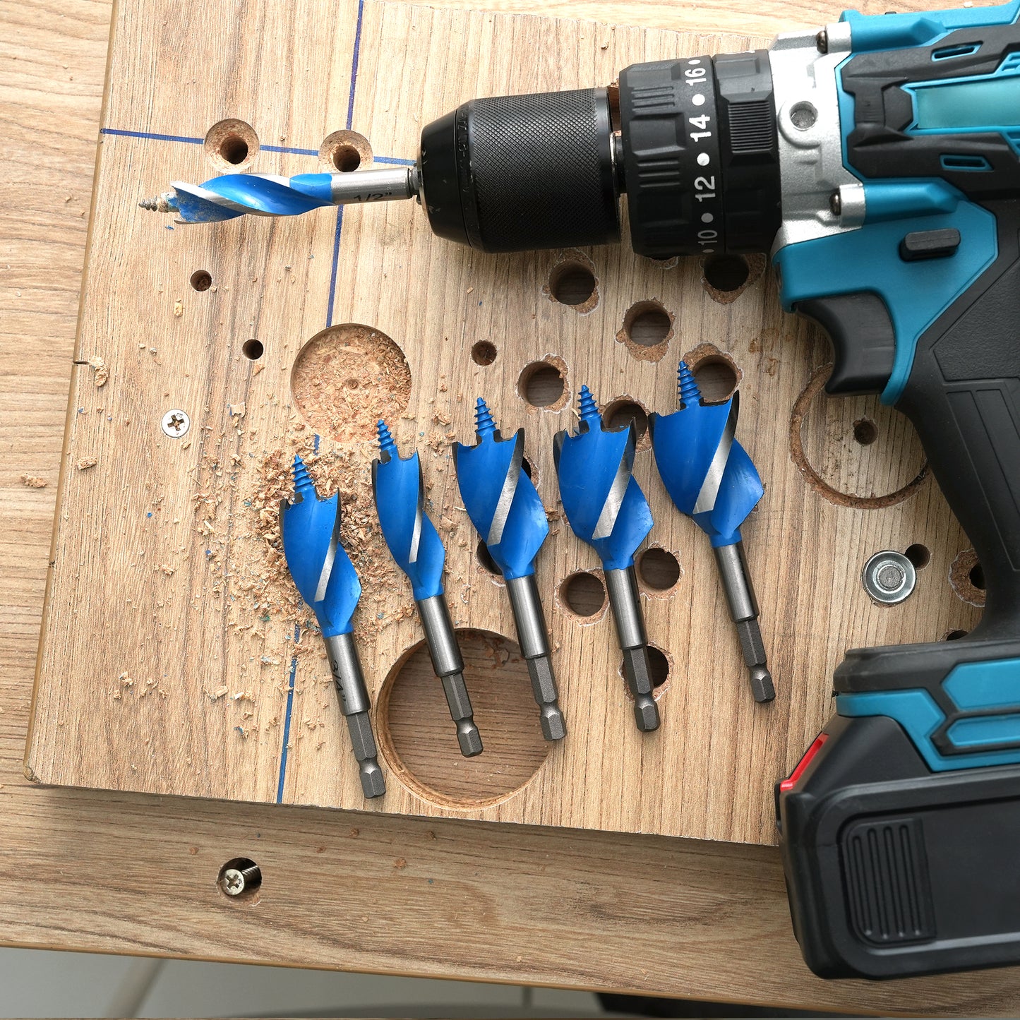 6-Piece Impact Drill Bit Set, 1/2", 5/8", 3/4", 7/8", 1", and 1-1/8" Sizes, with Hex Shank Quick Change