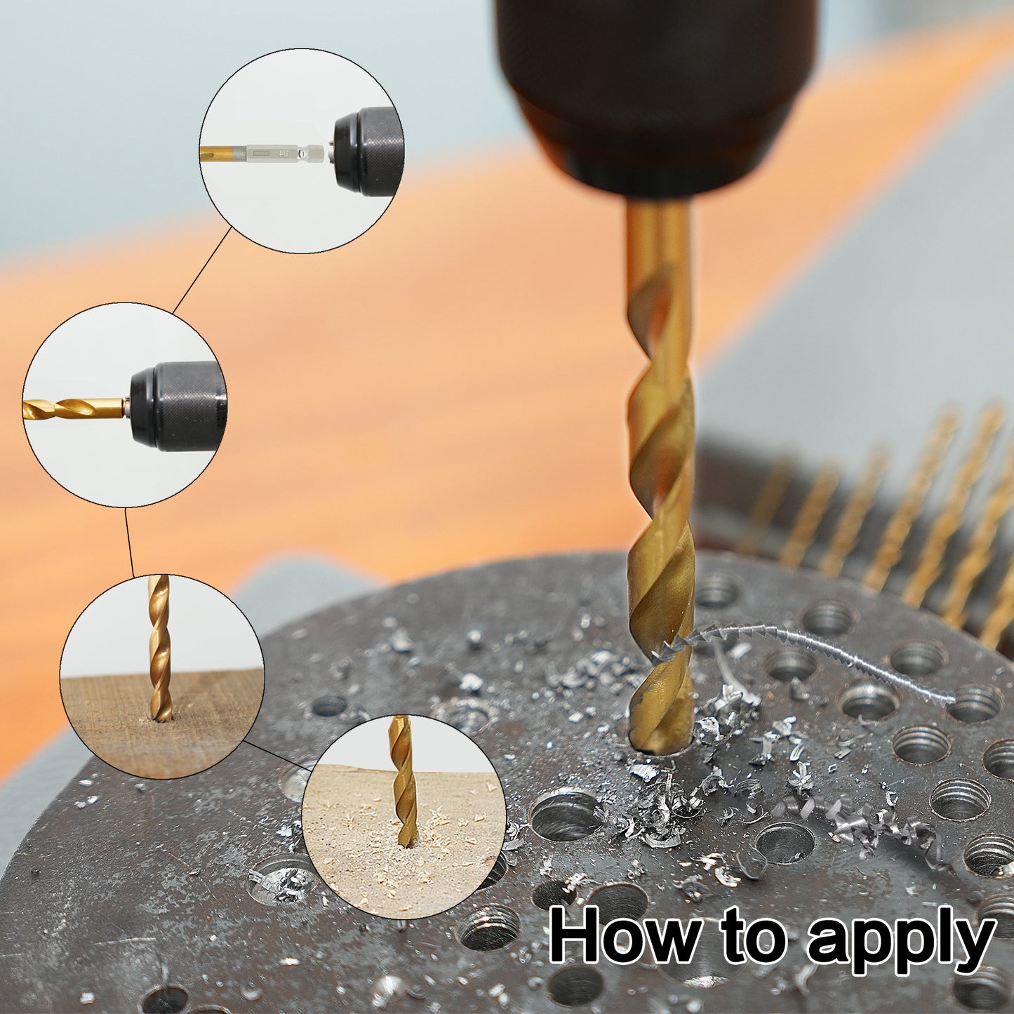 Hexagonal handle 30pcs 4241 clean edge titanium drill 135 degree double back angle