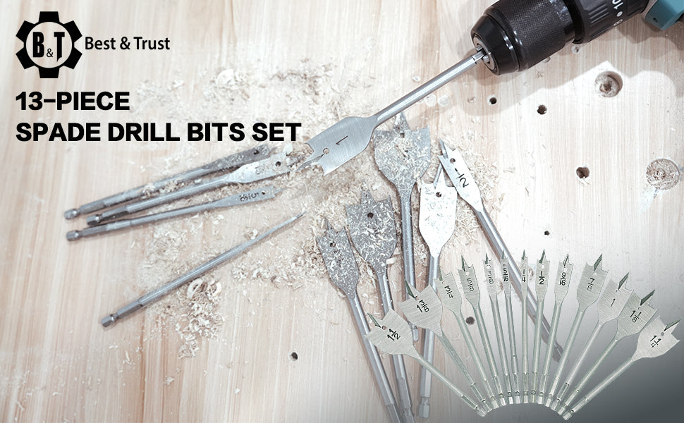 13-piece wood drill set, anti-splitting, smooth hole, precise positioning