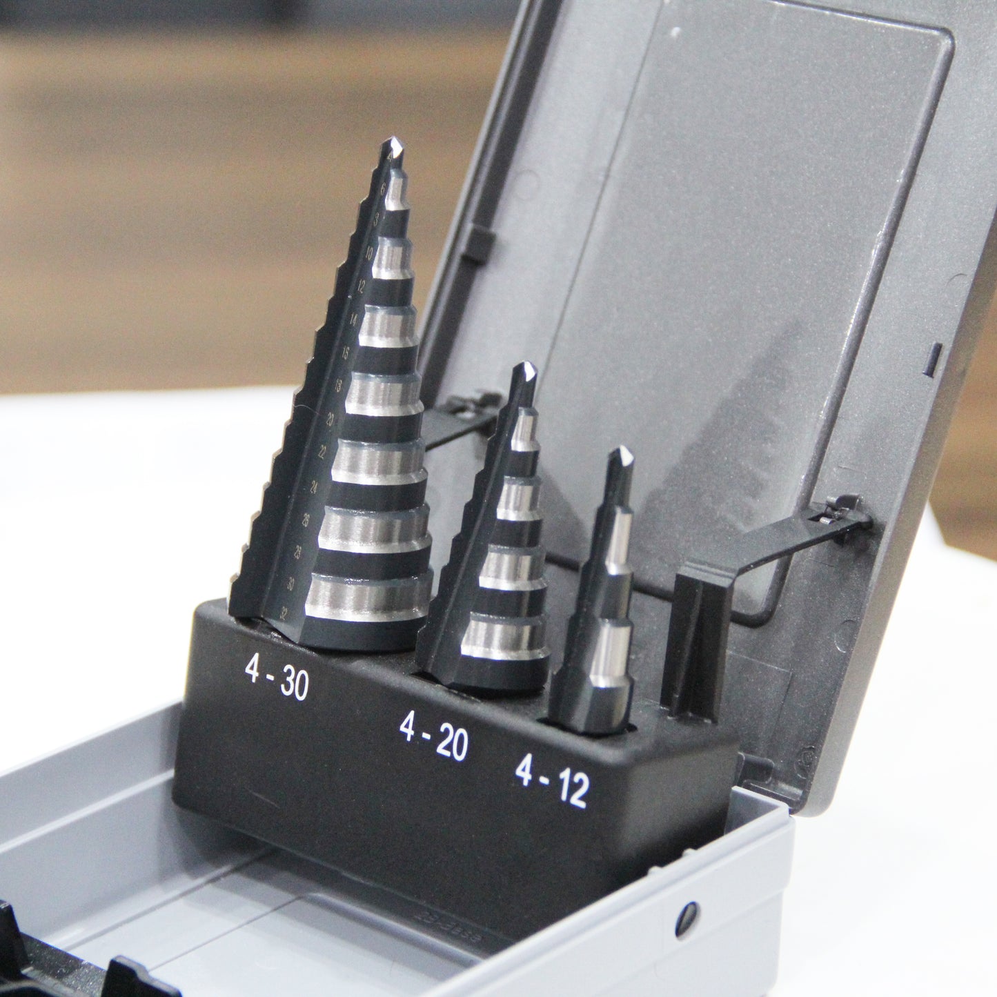 3-piece straight groove black and white step drill set