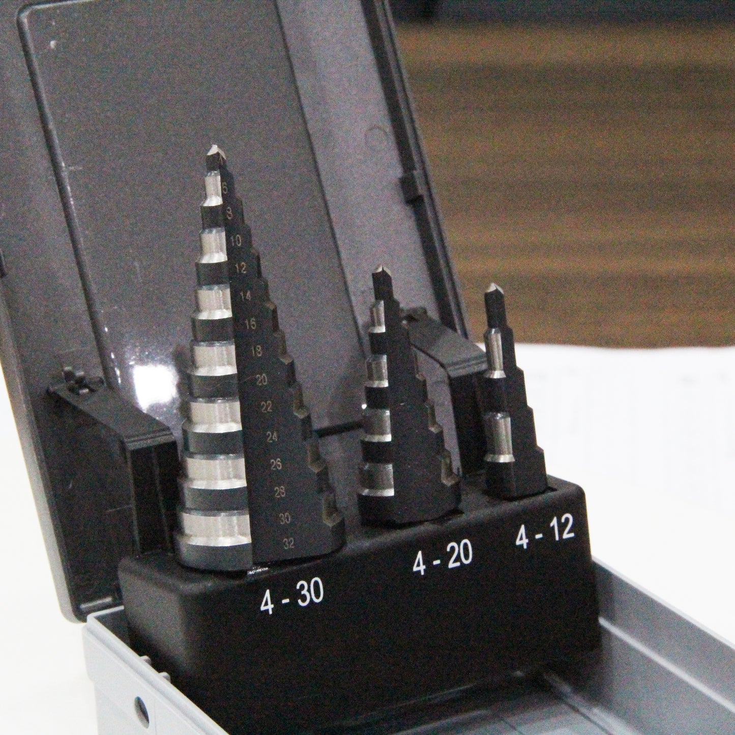 3-piece straight groove black and white step drill set