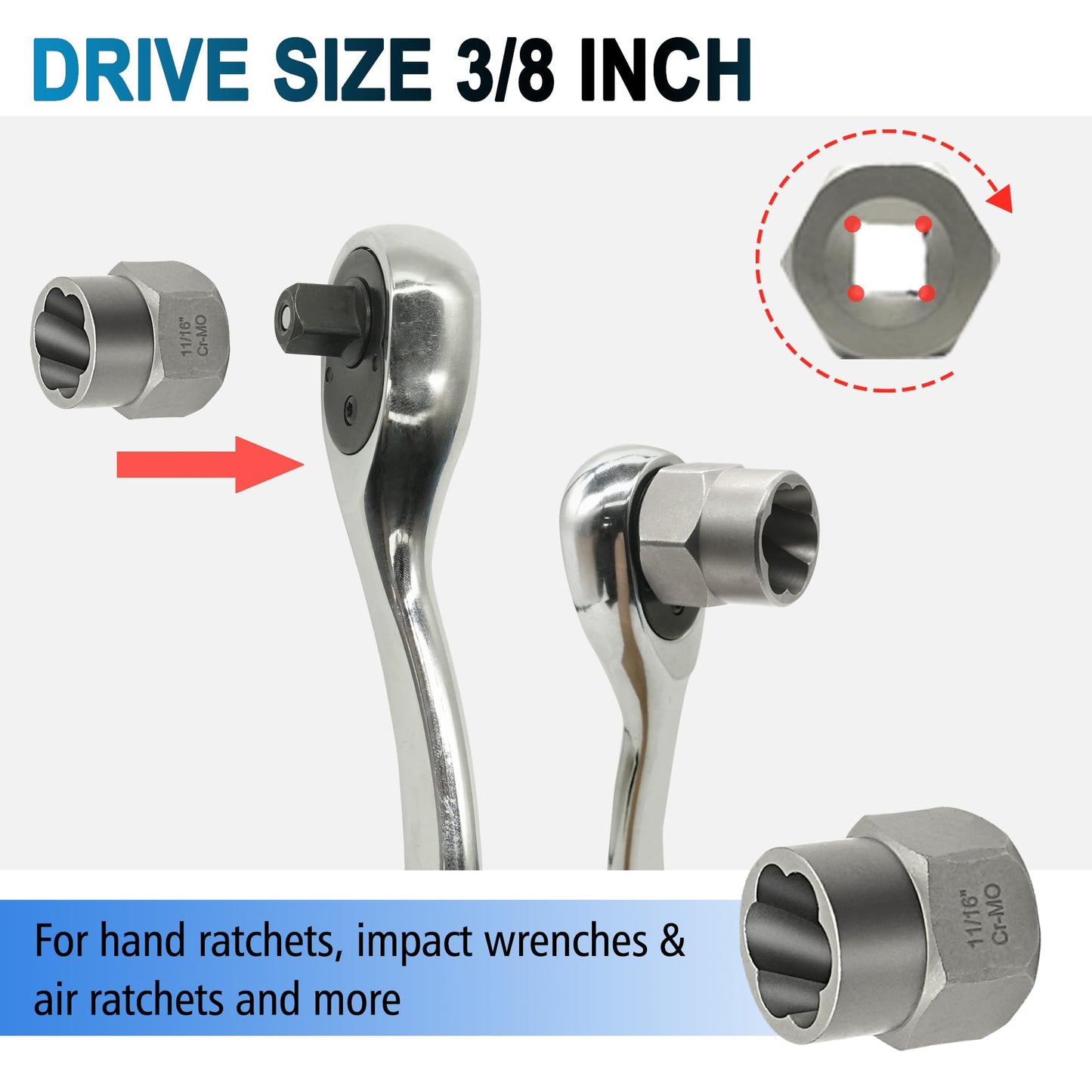 13 Piece Screw Extractor Set, Easy-Out Bolt Extractor Kit with Bottom 3/8" Drive, Multi-Spline Extractor